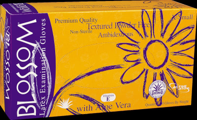 Blossom Aloe Latex Exam Gloves Powder-Free, 1,000 Pcs/Case, 100 Pcs/Box