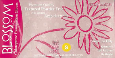 Blossom Chloroprene Exam Gloves, Powder Free, Pink, 100pcs/box