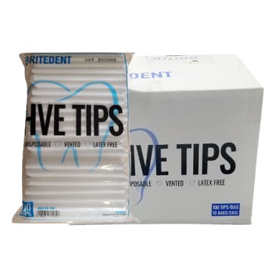 Britedent High Volume Evacuation Tips, Vented/Non-Vented, White, 1000pcs/case