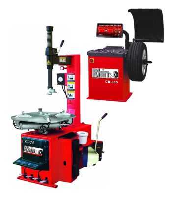 rhino tire changers, tc710 combo, cb355 combo, tire changer, wheel balancer, rhino equipment