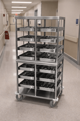 Large Tall Instrument Tray Case Cart