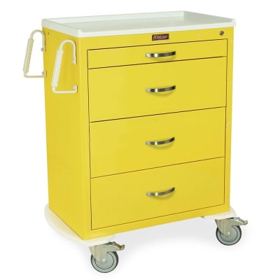 M-Series Tall Isolation Cart, Standard Width with Four Drawers and Standard Key Lock
