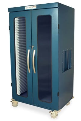 Double Wide Open Column Heavy-Duty Steel Medical Storage Cabinet with 2 Glass Tempered Doors and Key Lock