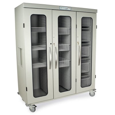 Triple Column Medical Storage Cabinet with Glass Doors and Key Lock