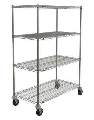 Metro Super Erecta 4-Shelf Industrial Wire Shelving Stem Caster Cart, Brite