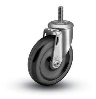 4"X1-1/4" BLACK HARD PLASTIC THREADED STEM SWIVEL CASTER