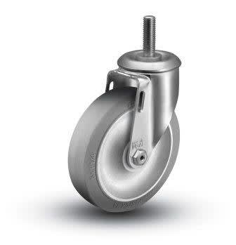 5"X1-1/4" THERMOPLASTIC RUBBER THREADED STEM SWIVEL CASTER