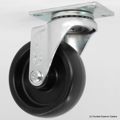 5" x 1-1/4" BLACK HARD PLASTIC SWIVEL CASTER