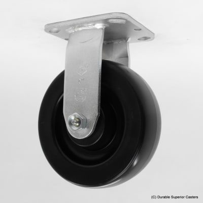 6" x 2" BLACK HARD PLASTIC RIGID CASTER