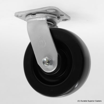 6" x 2" BLACK HARD PLASTIC SWIVEL CASTER