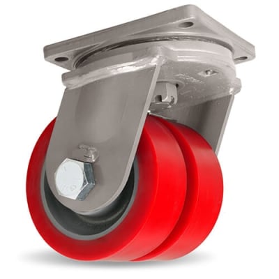 MAX DUTY 10X3 ULTRA THICK TREAD POLY ON IRON DUAL WHEEL SWIVEL CASTER