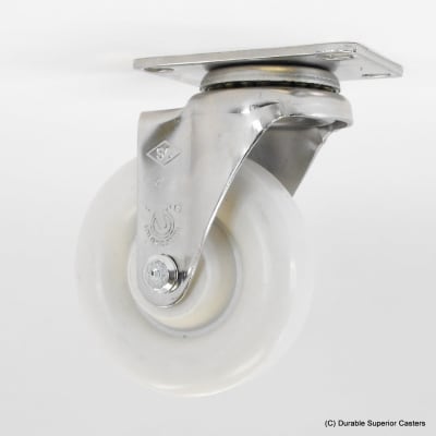 4"X1-1/4" WHITE NYLON STAINLESS STEEL SWIVEL CASTER