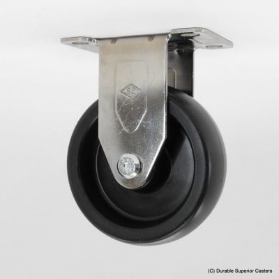5"X1-1/4" BLACK HARD PLASTIC STAINLESS STEEL RIGID  CASTER