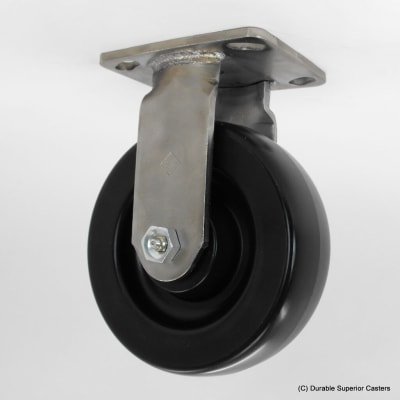 photo of 4"X2" BLACK HARD PLASTIC STAINLESS STEEL RIGID CASTER
