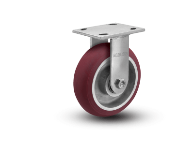 photo of 4"x2" HIGH GRADE POLY ON ALUMINUM STAINLESS STEEL RIGID CASTER