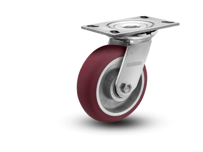 photo of 4"x2" HIGH GRADE POLY ON ALUMINUM STAINLESS STEEL SWIVEL CASTER