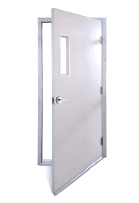 35-3/4 in. x 79-1/8 in. Mobile Office Door, Pre Hung Commercial Steel Door With Narrow Glass For Modular Office Building