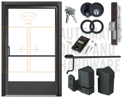 Alum-Lite (4070) 48 in. x 84 in. Left Hand Commercial Storefront Door and Frame, Single Acting ADA Entrance, Black Bronze Anodized, Glass Not Included