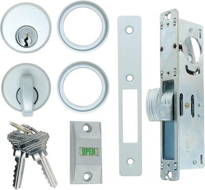 Coral AP ADA Compliant Storefront Door Hook Bolt Deadlock Kit With Mortise Key Cylinder, Thumbturn Cylinder, and Lock Indicator