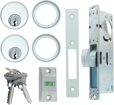 Coral AP ADA Compliant Storefront Door Hook Bolt Deadlock Kit With (2) Mortise Key Cylinders and Lock Indicator