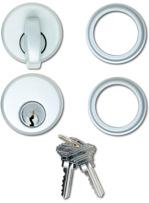 Old Castle Outside Mortise Key Lock Cylinder and Inside Thumbturn Cylinder, Aluminum Finish