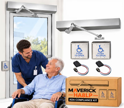Commercial UL Listed ADA Door Operator With Wireless Actuators For Wheelchair Accessibility, Made In USA