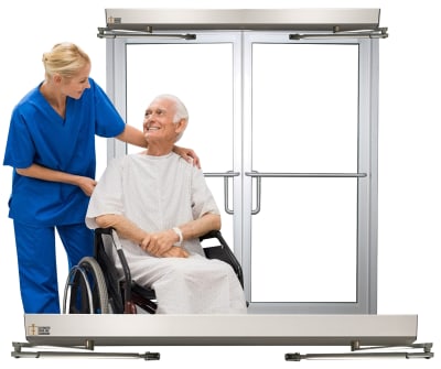 Commercial Industrial Automatic Double Door Opener For Handicap Access, UL Listed, Fire Rated, ANSI/BHMA, ADA Compliant