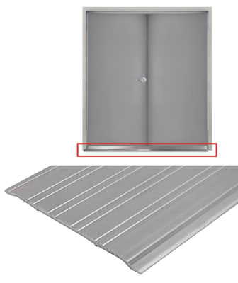 Construction Pro Hardware 6 Inch Wide x 1/4 Inch Tall ADA Compliant Aluminum Saddle Threshold For Commercial Exterior 72 Inch Wide Metal Double Door