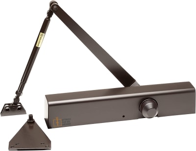 Construction Pro Hardware Swing Man Grade 1 Dark Bronze Commercial Door Closer With Safe Close Power Adjustment and Anti Slam Open Feature, UL Listed, ADA Compliant, Fire Rated