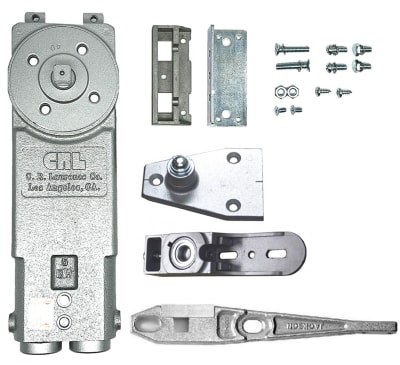 CR Laurence CRL Overhead Concealed Door Closer Kit With Side Load Arm and Floor Pivot For 1-1/2 in. Deep Bottom Rail