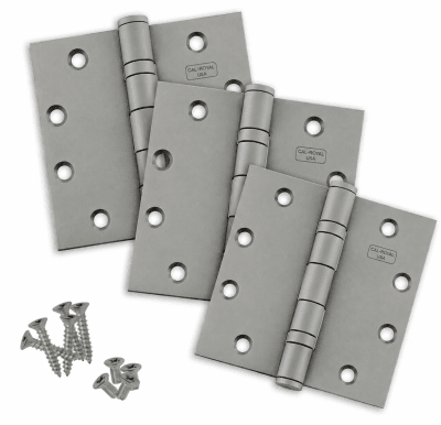 Cal-Royal BB31-USP, Commercial Ball Bearing Hinges, 4 Ball Bearing, Square Corner, 4.5 in. x 4.5 in. Template, UL Listed, Pack of 3, USP Prime Coat