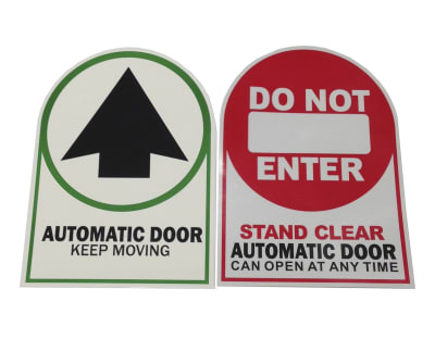 Horton ANSI A156.10 Automatic Door Keep Moving Sticker, Do Not Enter Stand Clear Automatic Door Can Open At Any Time, Double Sided Sticker Decal