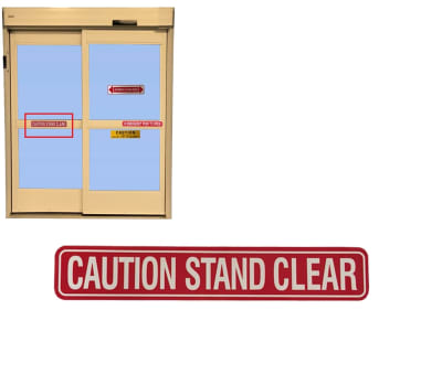 Nabco Gyro Tech ANSI A156.10 Red "Caution Stand Clear" Sticker Decal