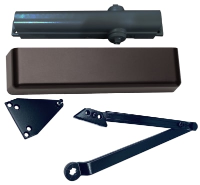 Doromatic 12 in. x 3/4 in. Commercial Grade 1 Door Closer, Full Cover, Regular Arm With Parallel Arm Bracket, Adjustable Spring Size 1-6, Dark Bronze Finish