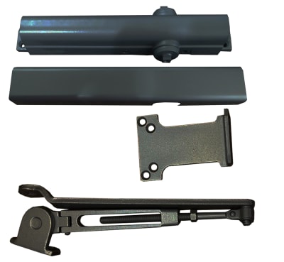 Doromatic 12 in. x 3/4 in. Commercial Grade 1 Door Closer, Hold Open Arm With Parallel Arm Bracket, Adjustable Spring Size 1-6, Dark Bronze Finish