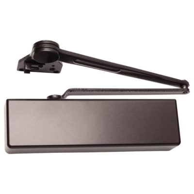 Doromatic 6-3/4 in. x 2-3/8 in. Commercial Door Closer With Dead Stop Arm, Adjustable Spring Size 1-6, Dark Bronze Finish