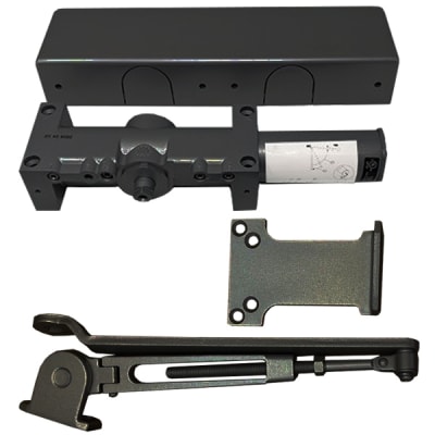 Doromatic 6-3/4 in. x 2-3/8 in. Commercial Door Closer With Hold Open Arm, Adjustable Spring Size 1-6, Dark Bronze Finish