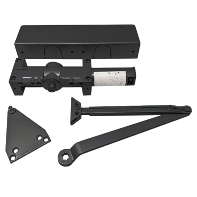 Doromatic 6-3/4 in. x 2-3/8 in. Commercial Door Closer, Tri Mount Arm, Adjustable Spring Size 1-6, Dark Bronze Finish