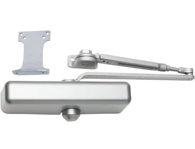 Doromatic 9-1/16 in. x 3/4 in. Commercial Door Closer With Cover, Hold Open Arm and Parallel Bracket, Adjustable Spring Size 1-5, Aluminum Finish