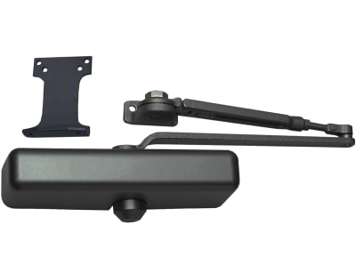 Doromatic 9-1/16 in. x 3/4 in. Commercial Door Closer With Cover, Hold Open Arm and Parallel Bracket, Adjustable Spring Size 1-5, Dark Bronze Finish