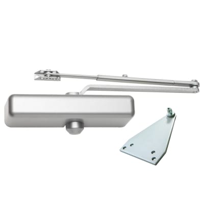 Doromatic 9-1/16 in. x 3/4 in. Commercial Door Closer With Cover, Regular Arm and Parallel Bracket, Adjustable Spring Size 1-5, Aluminum Finish