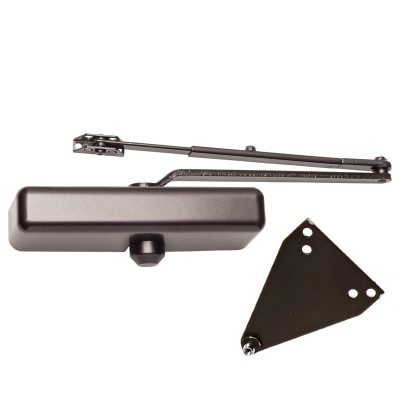 Doromatic 9-1/16 in. x 3/4 in. Commercial Door Closer With Cover, Regular Arm and Parallel Bracket, Adjustable Spring Size 1-5, Dark Bronze Finish