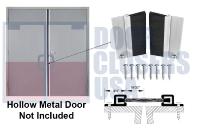 Brush Aluminum Astragal Door Seal - For 7'0" (84") Hollow Metal Steel Door Pairs - Seals Gap Between Center Of Doors