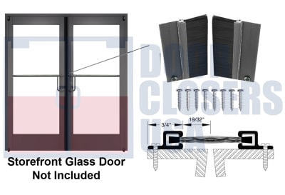 Brush Black Astragal Door Seal - For 7'0" (84") Storefront Glass Door Pairs (Double Doors) - Seals Gap Between Center of Doors