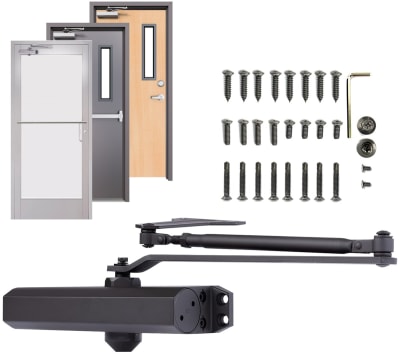 ES4100 Parallel Arm Door Closer - Dark Bronze - Includes Drop Plate - Grade 1