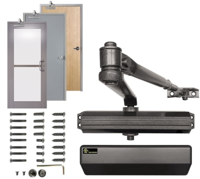 Grade 1 Regular Arm Door Closer - Dark Bronze (DU) Finish - Adjustable Spring Power - Separate Sweep, Latch & Backcheck Valves - UL 10C Fire Rated, Entry Systems ES4100