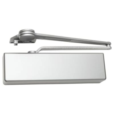 Falcon 6-3/4 in. x 2-3/8 in. Commercial Door Closer With Deadstop Parallel Arm, Adjustable Spring Size 1-6, Aluminum Finish