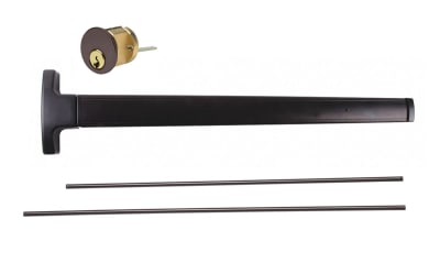 Doromatic 6-5/8 in. x 2-1/2 in. Chassis Head Left Hand Reverse Concealed Vertical Rod Exit Device With Outside Lock Cylinder For 36 in.  x 84 in. Door, Dark Bronze Finish