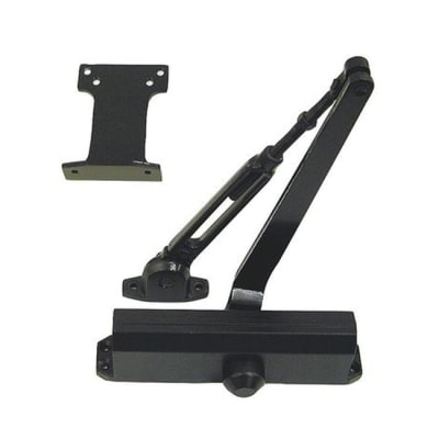 Falcon 9-1/16 in. x 3/4 in. Commercial Door Closer, Hold Open Arm With Parallel Bracket, Adjustable Spring Size 1-5, Dark Bronze Finish