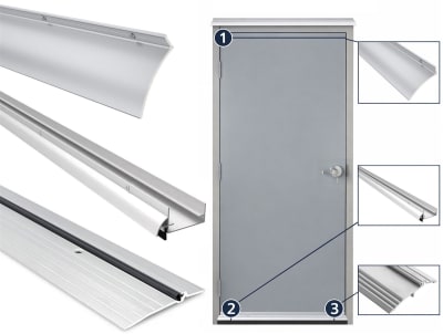Rain and Water Prevention Door Seal Kit In Aluminum Finish For 36" Wide Fire Rated Hollow Metal Steel Doors With Up To  1" Gap